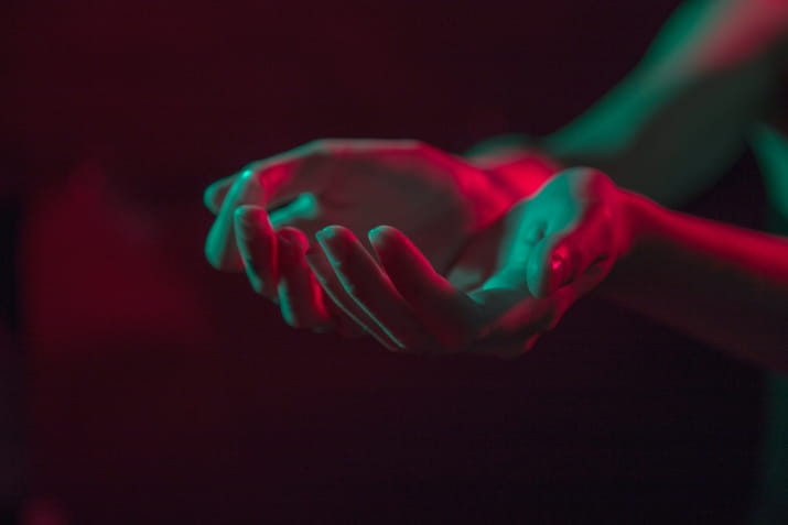 female hands in the dark